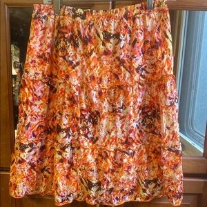 Vintage Vibrant Orange/Brown/Yellow Floral FairyCore Skirt. Made in USA